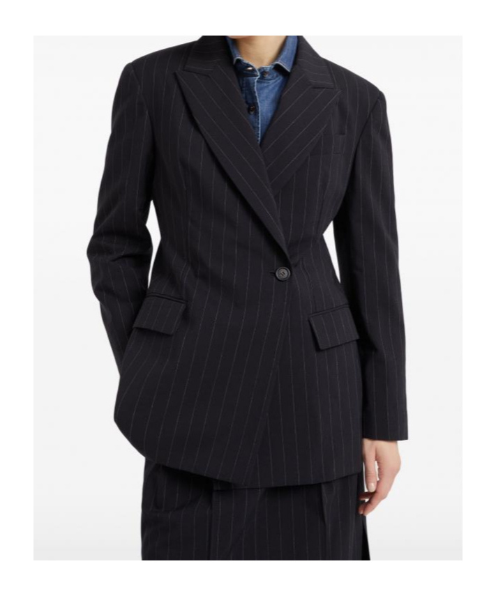 Brunello Cucinelli Black Pinstriped Double-breasted Blazer In Black