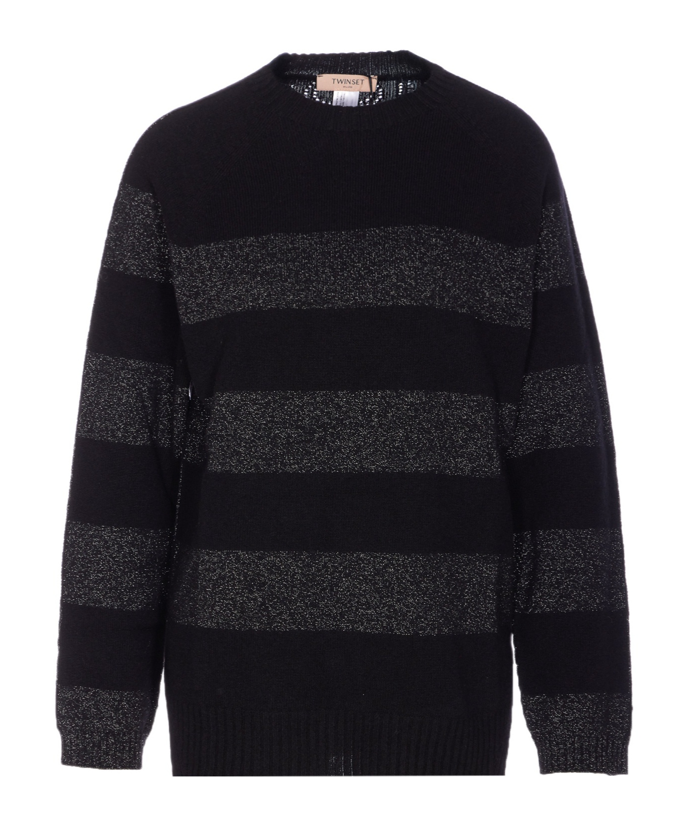 Twinset Striped-pattern Sweater In Black