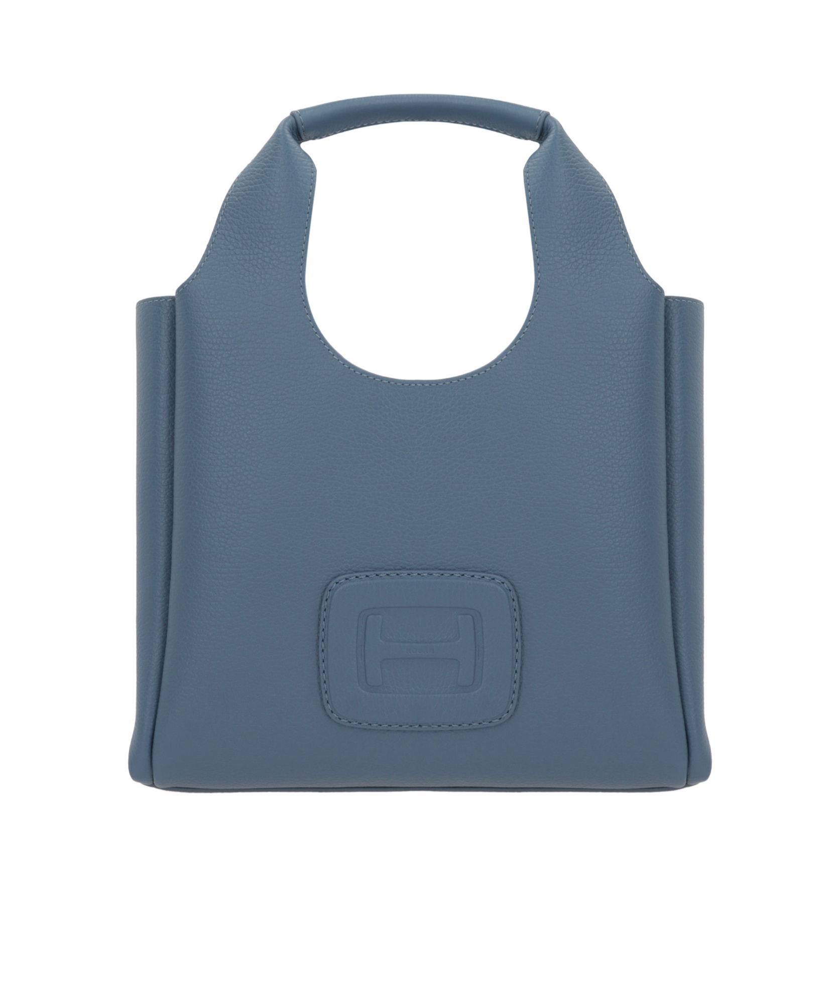 Hogan Small Leather Tote Bag With Structured Shape In Blue