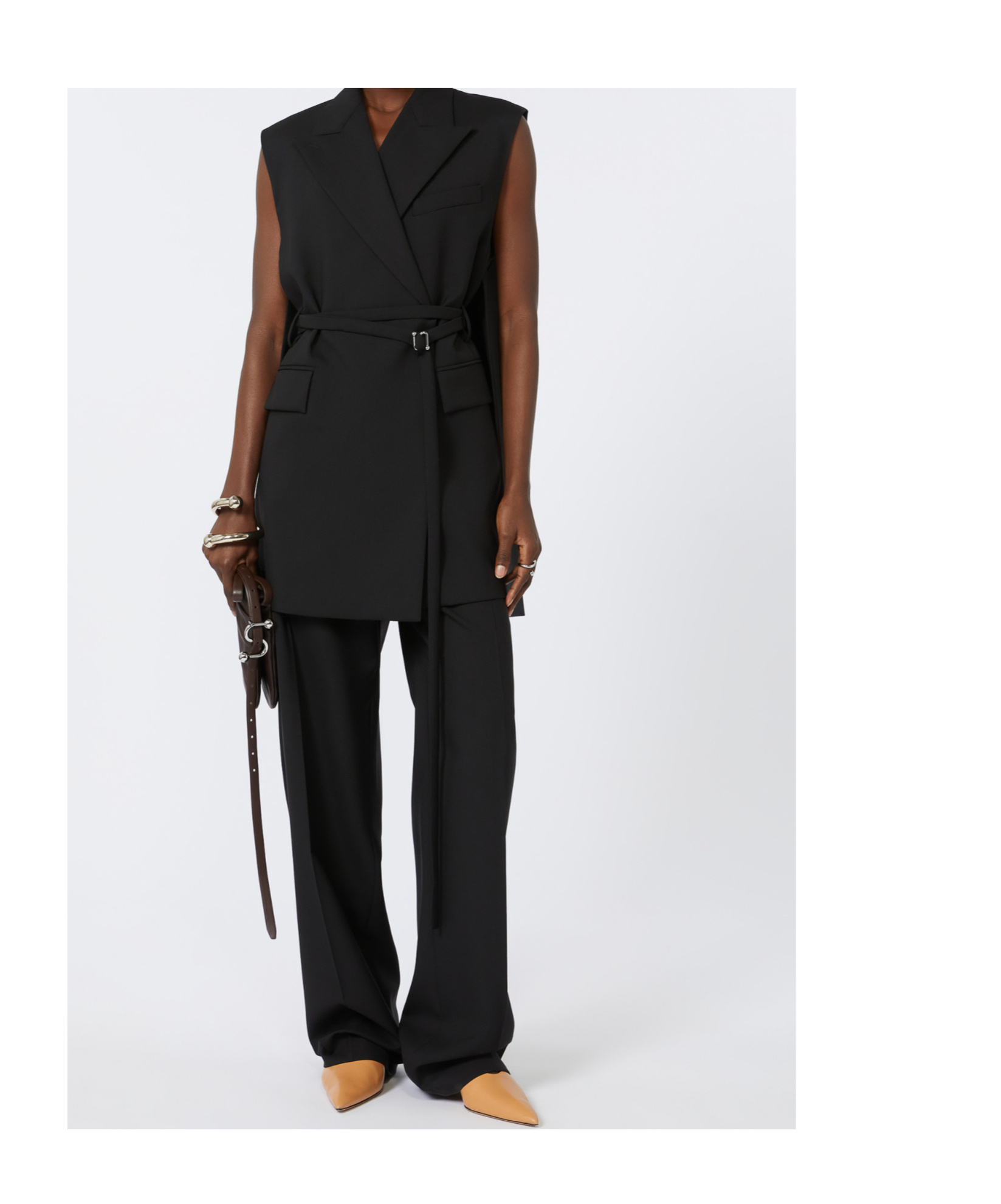 Sportmax Straight Wool Trousers In Black