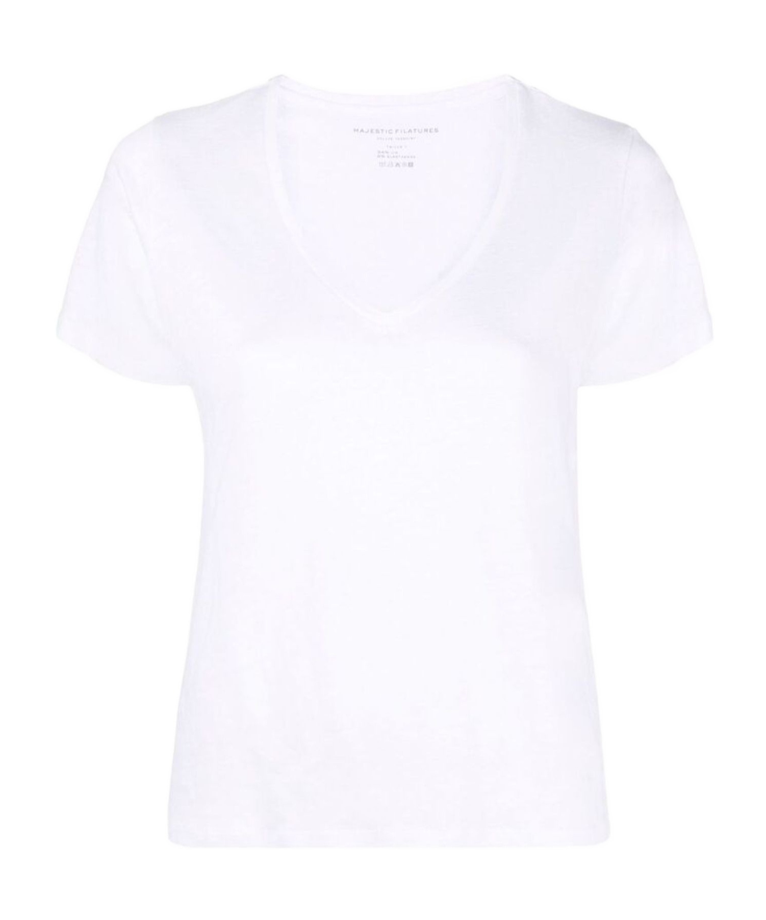 MAJESTIC V-NECK LINEN-BLEND T-SHIRT