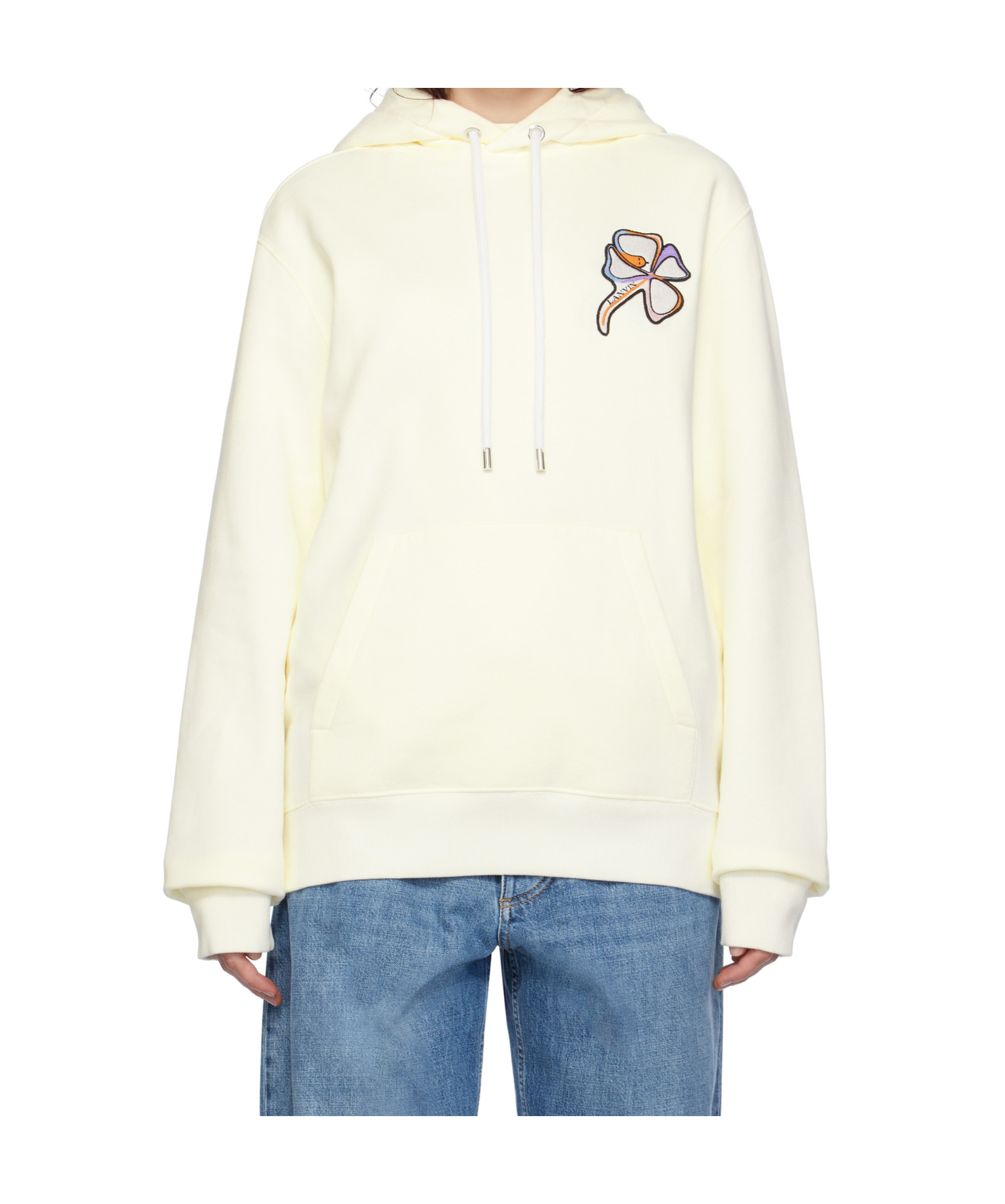 Lanvin White Clover Snake Patch Hoodie In Neutral