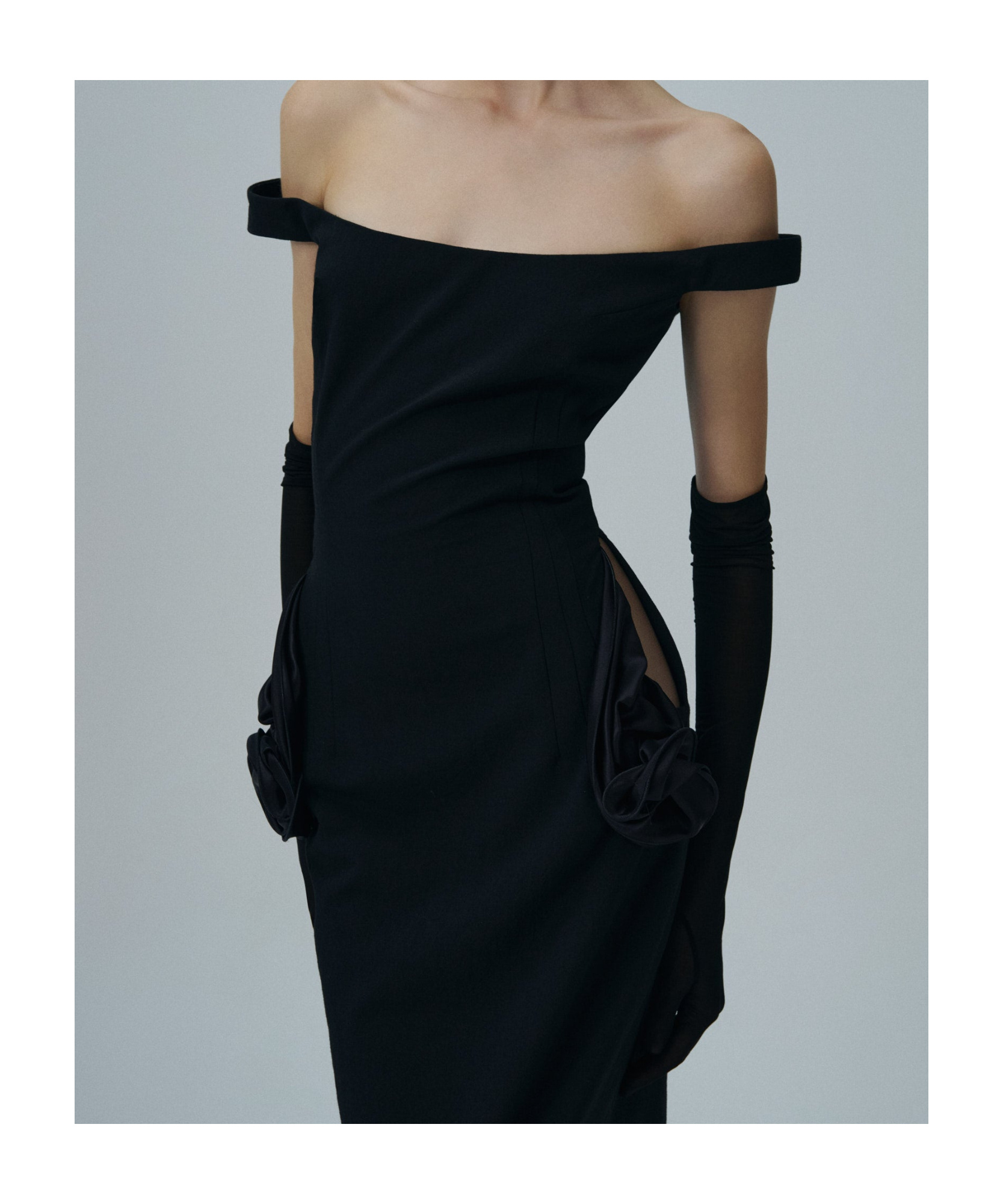 Magda Butrym Floral Side Cut Out Midi Dress In Black In Black