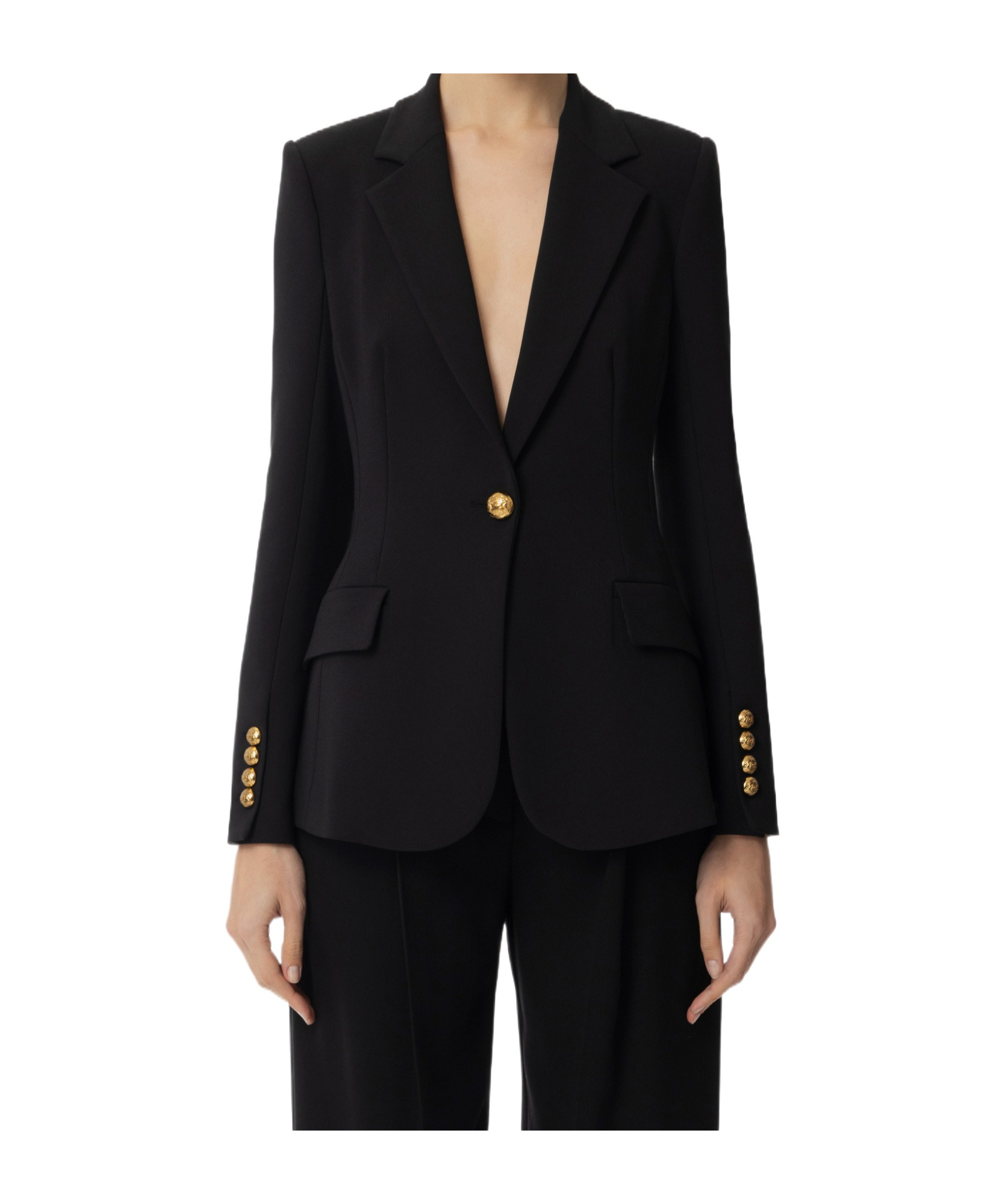 Elisabetta Franchi Long-sleeved Suit Jacket In Black