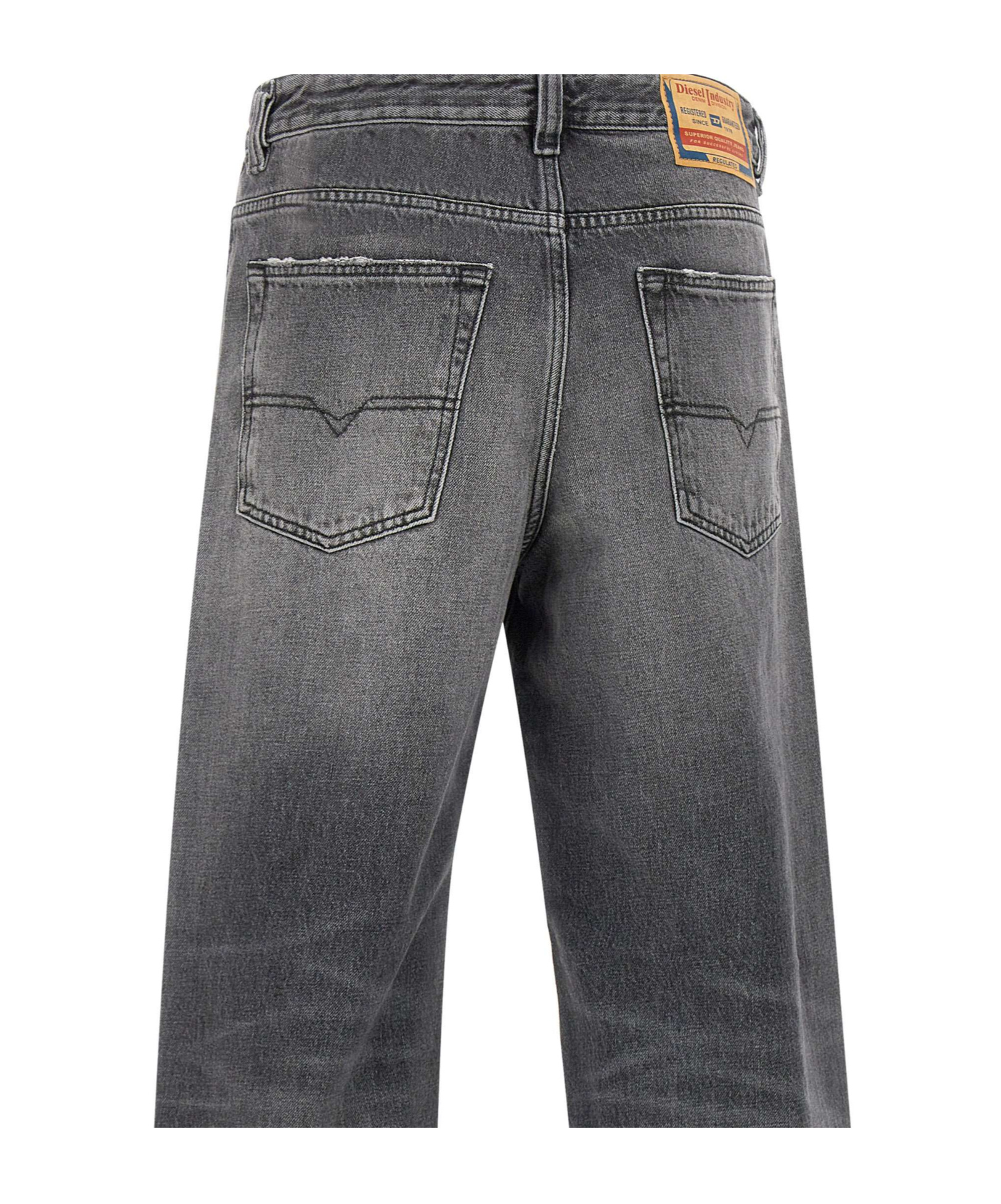 Diesel Straight Trousers With Faded Effect And Belt Loops In Black