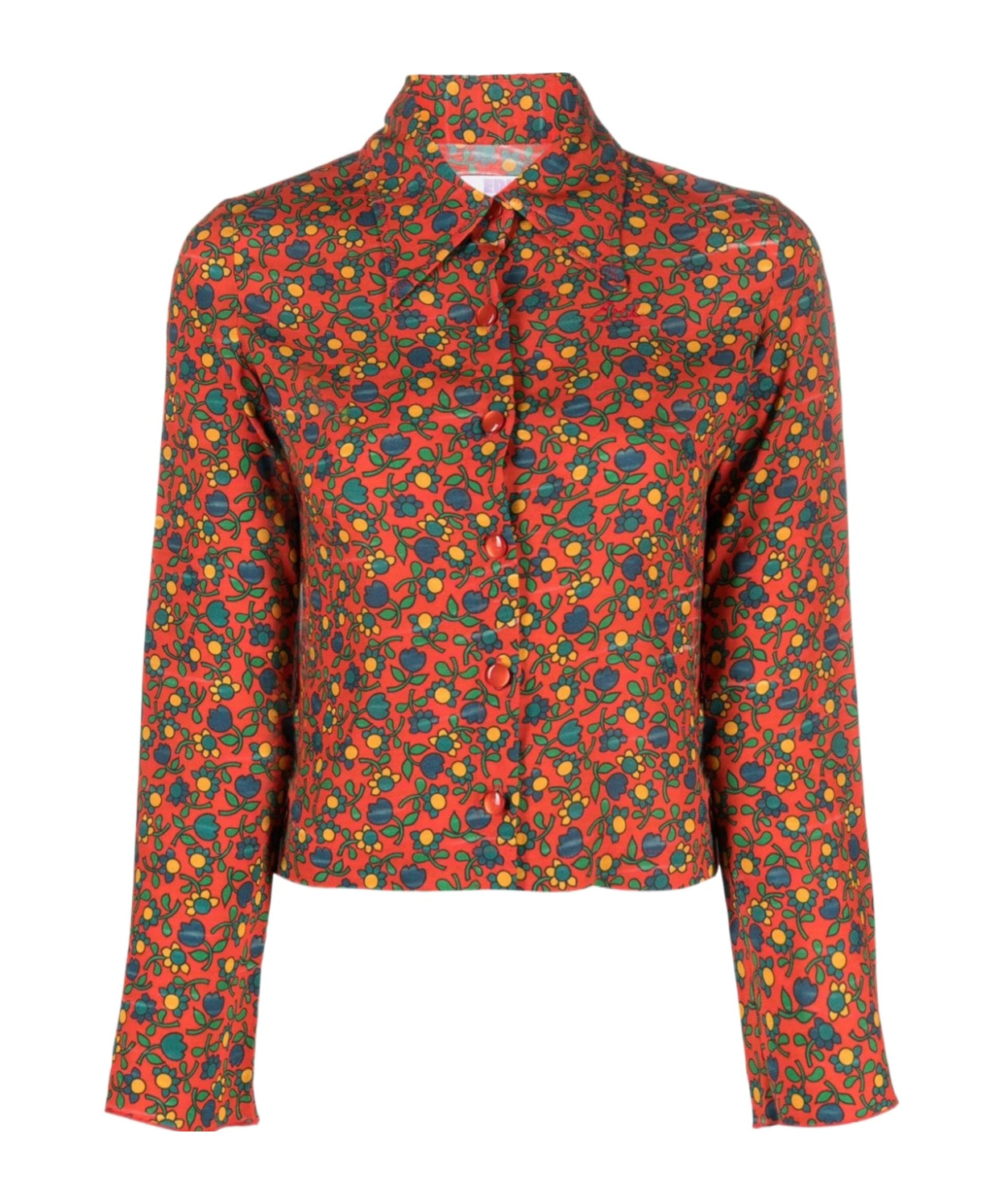 Erl Womens Printed Crepe Blouse Woven Clothing In Green