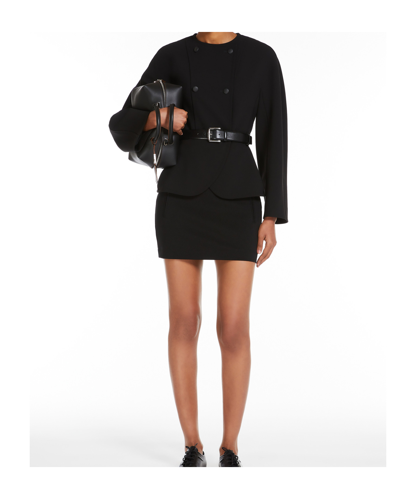 Max Mara Stretch Fabric Slim-fitting Jacket In Black