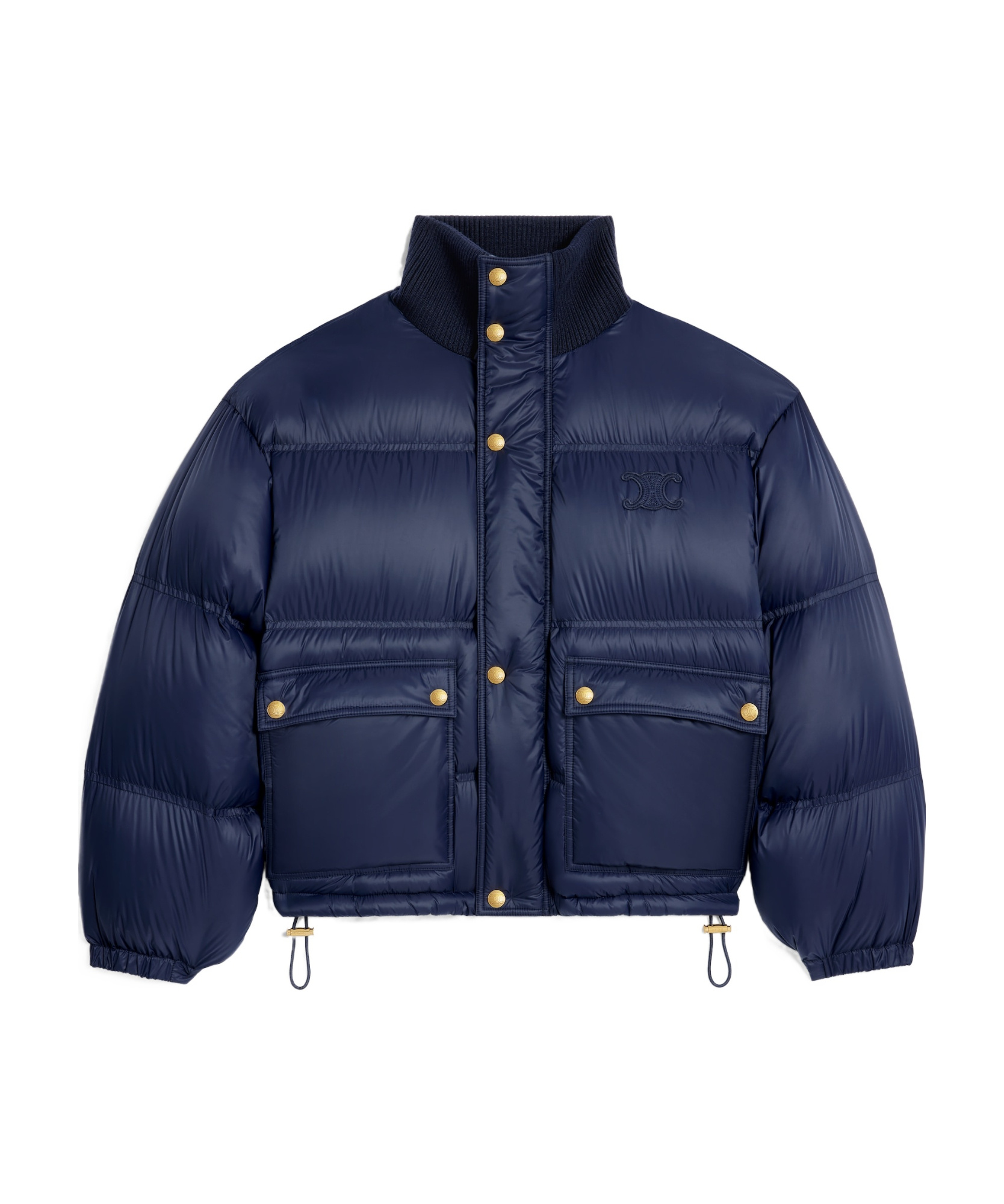 Celine Women Light Soft Down Jacket With Triomphe Patch In Blue
