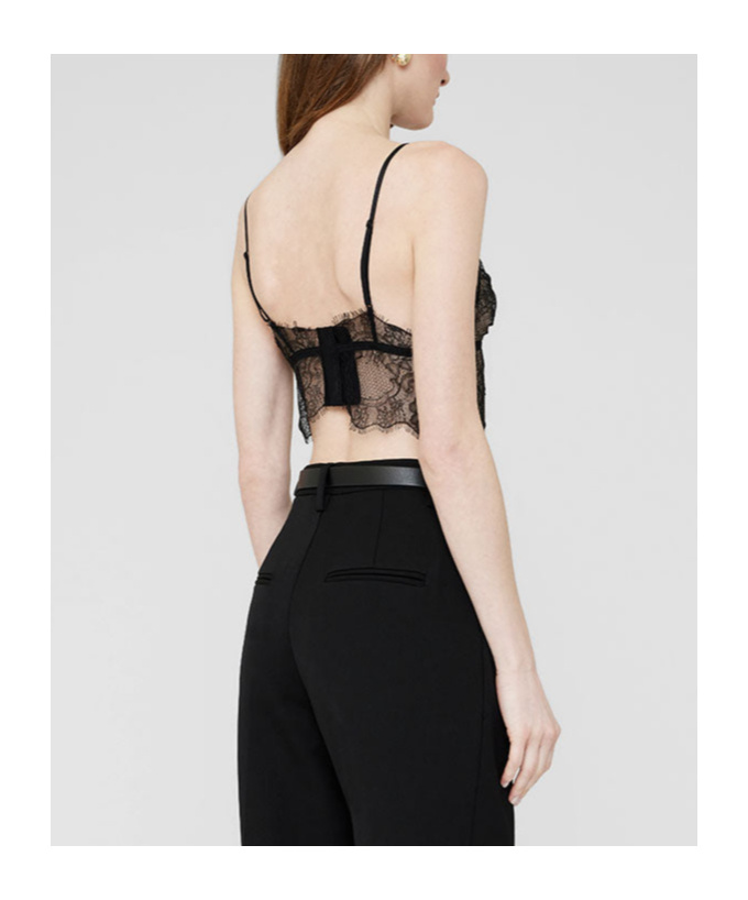 Anine Bing Lace Bralette In Black In Gray