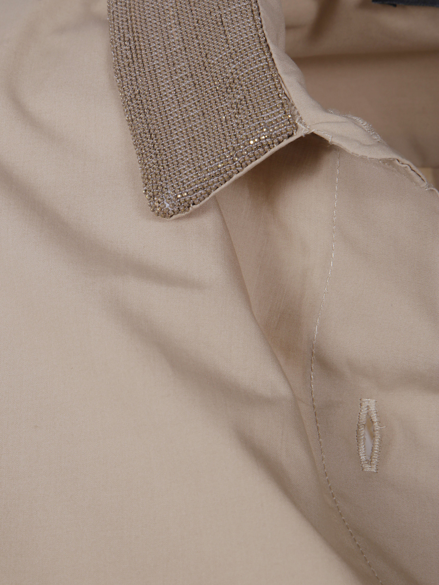 Fabiana Filippi Shirt With Filo Diamante Collar In Brown