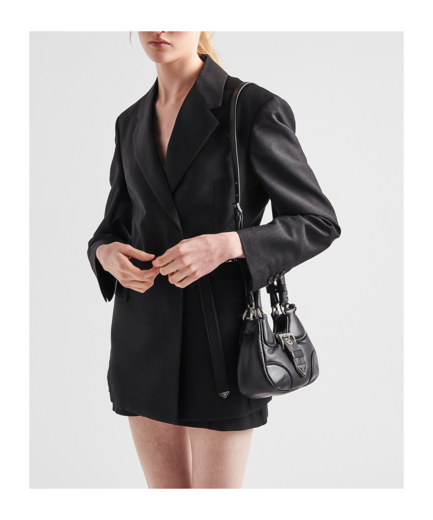 Prada Moon Padded Nappa-leather Mini Bag In Black