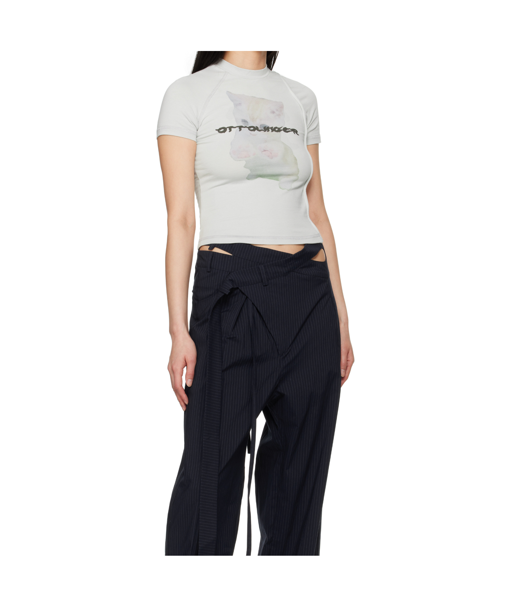 Ottolinger Gray Deconstructed T-shirt In White