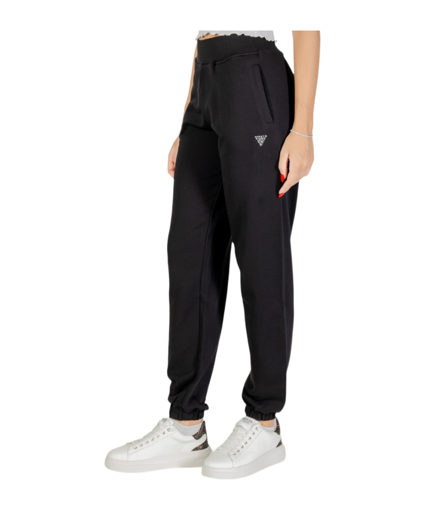 Guess Elastic Waist Sports Pants In Black