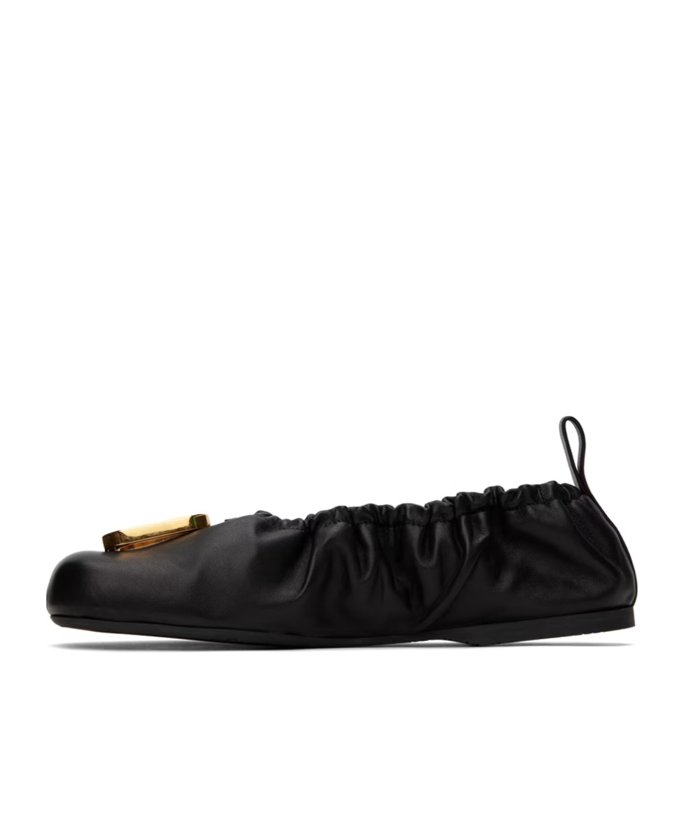 Jw Anderson Buckle Logo Ballet Shoes In Black