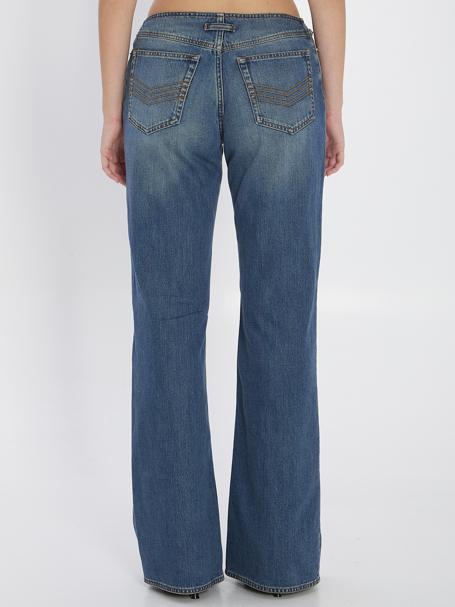 Jean Paul Gaultier Zipped Trousers Featuring Flared Legs In Blue
