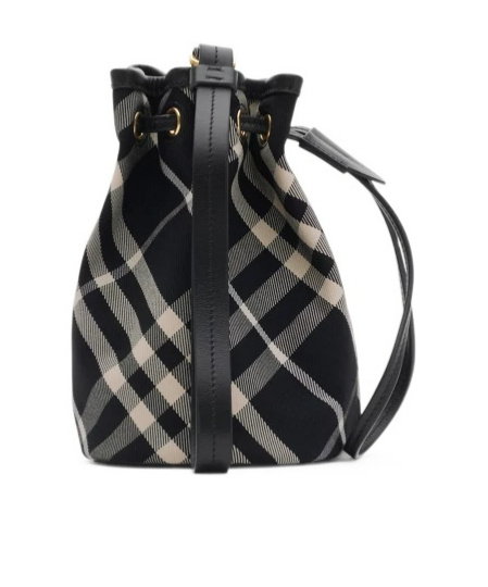 Burberry Check Drawstring Pouch In Black