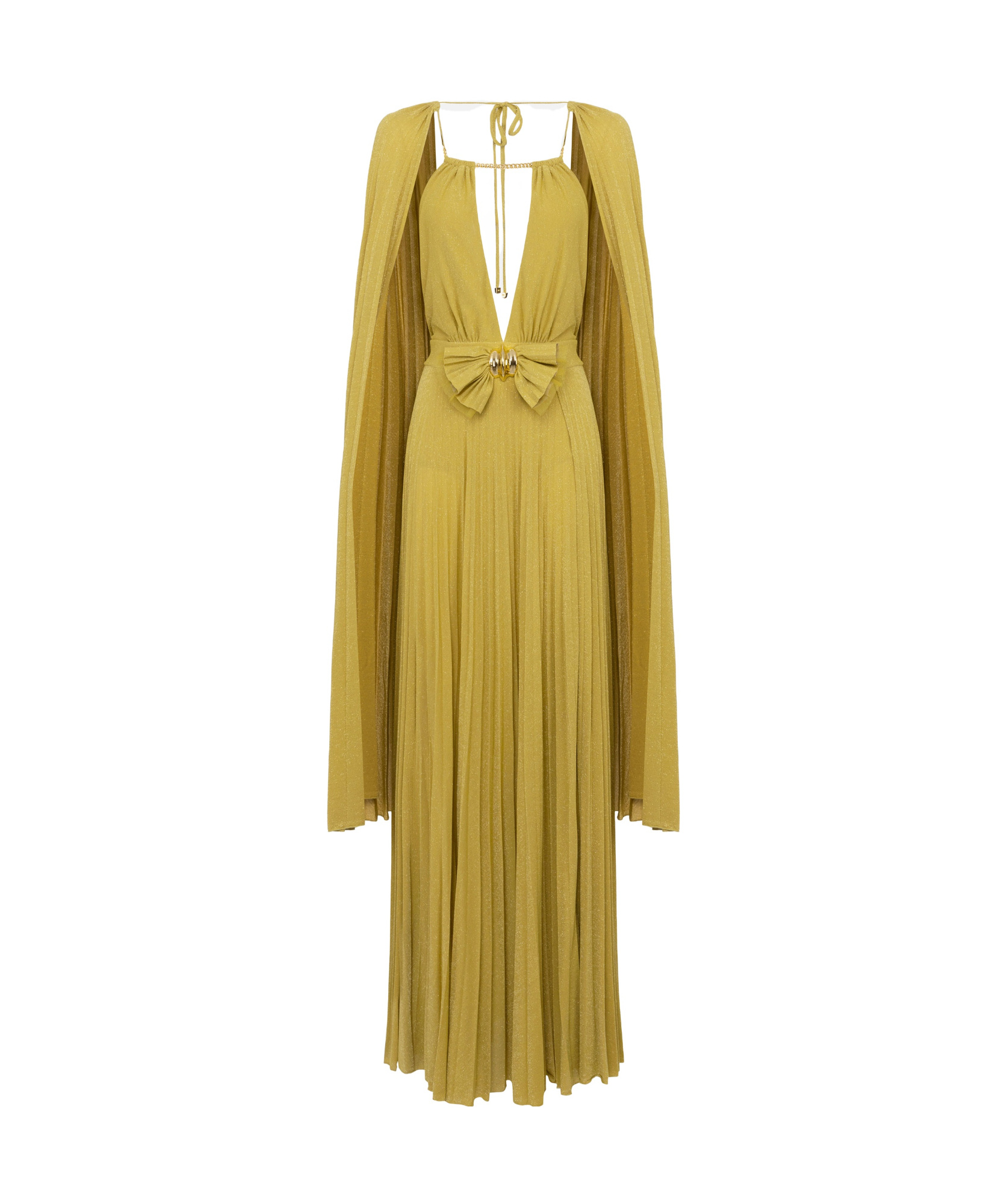 Elisabetta Franchi Lulex Knitted Red Carpet Dress In Yellow