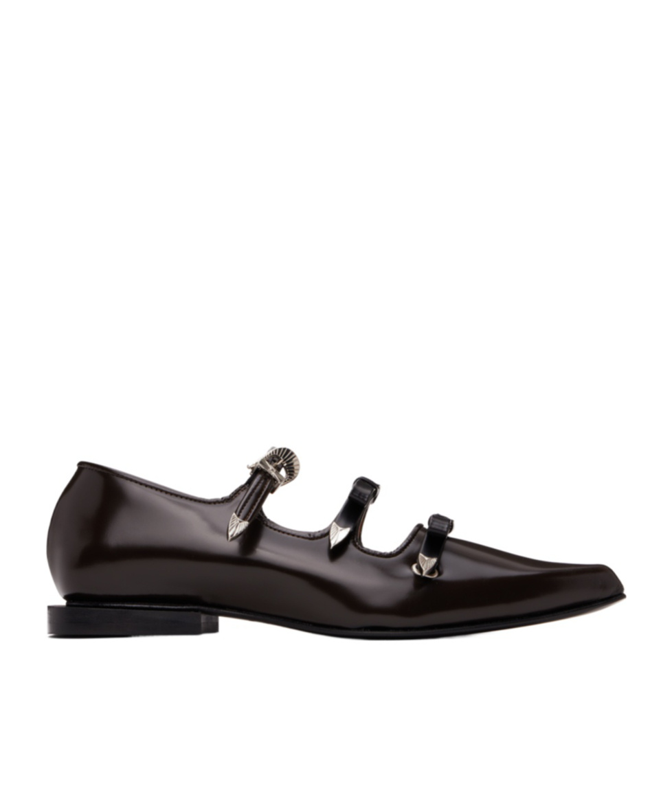 Toga Ssense Exclusive Brown Pointed Toe Ballerina Flats In Black
