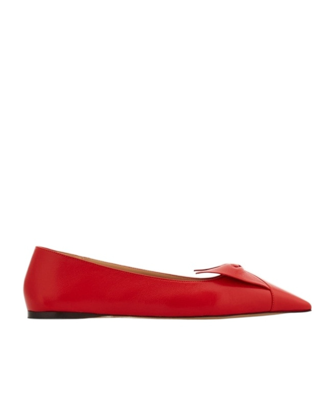 Ferragamo Pointed Toe Bow Detail Ballerina Shoes