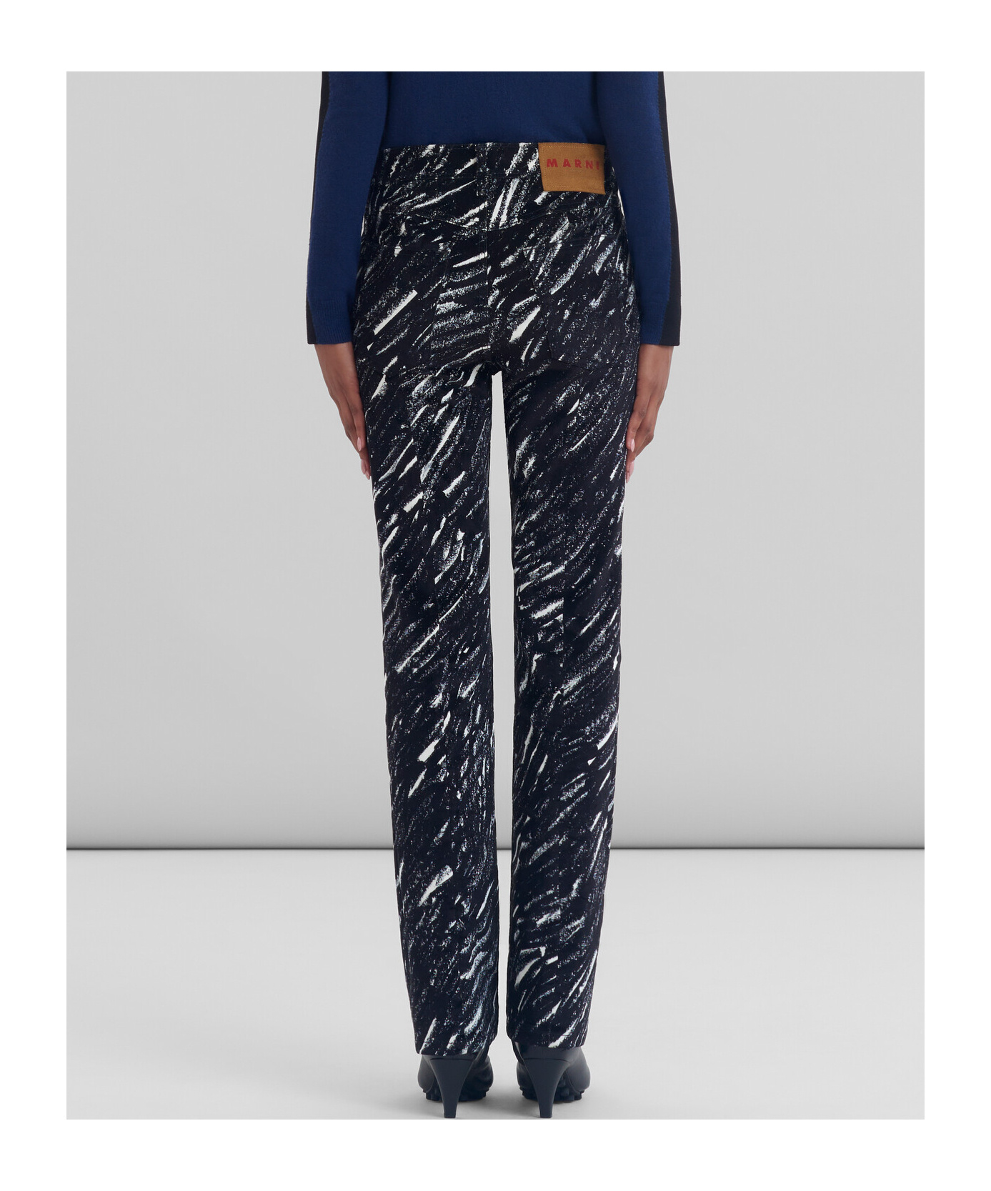 Shop Marni Black Flocked Jeans With Crayon Print