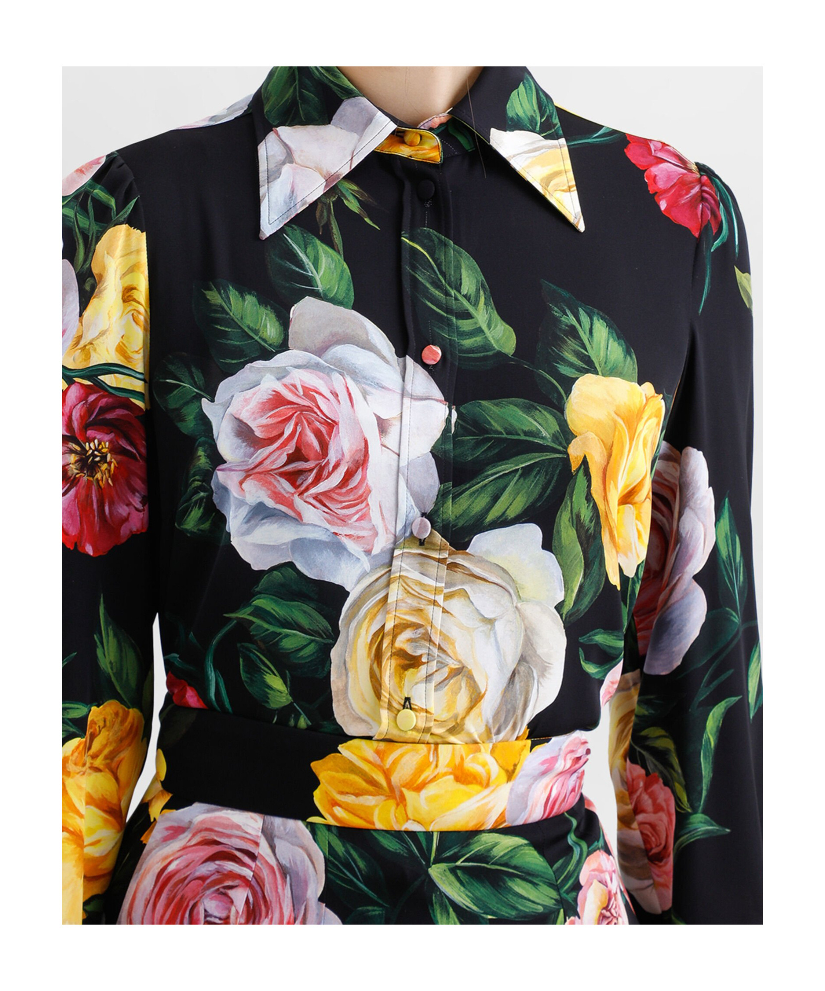Dolce & Gabbana Rose-print Shirt In Black