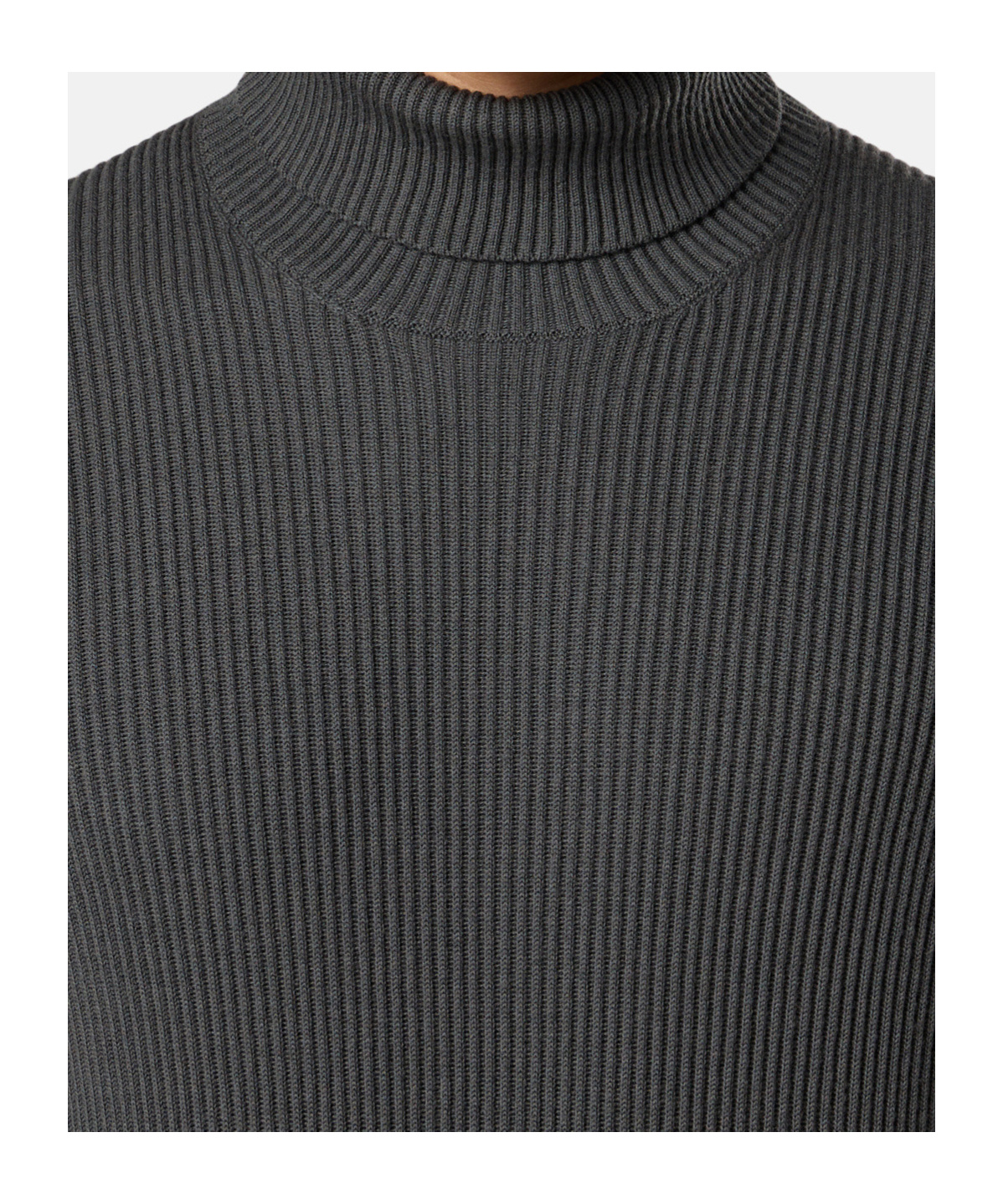 Stone Island Virgin Wool Turtleneck Sweater With Long Sleeves In Gray