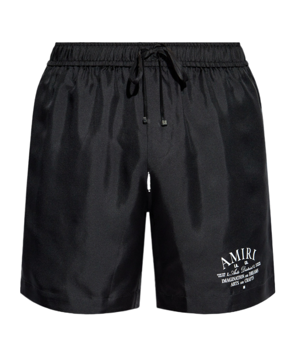 Amiri Logo-print Silk Shorts In Black
