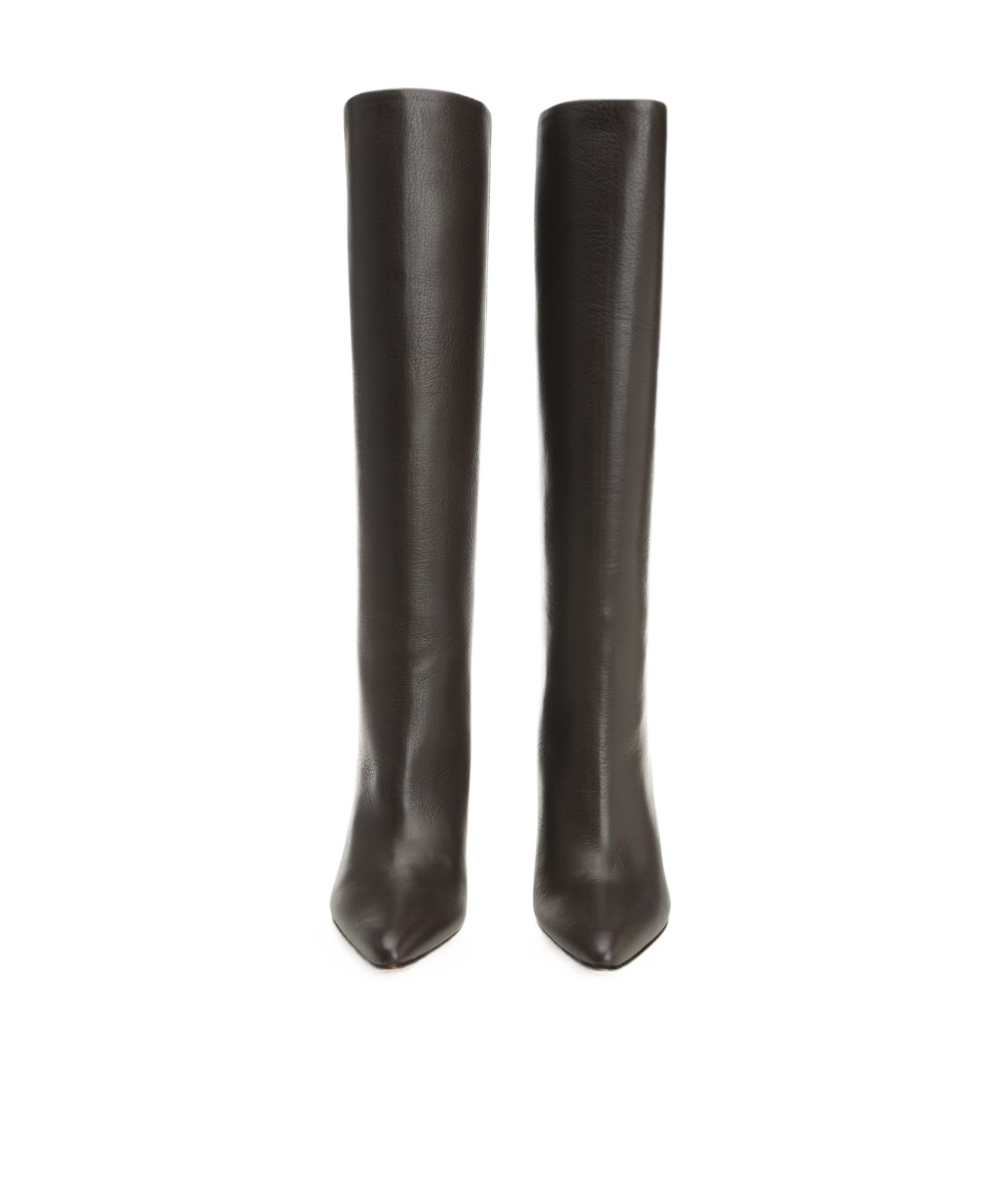 Mm6 Maison Margiela Mm6 By Maison Margiela Pointed Toe Knee-high Boot With White Stitch Detail In Black