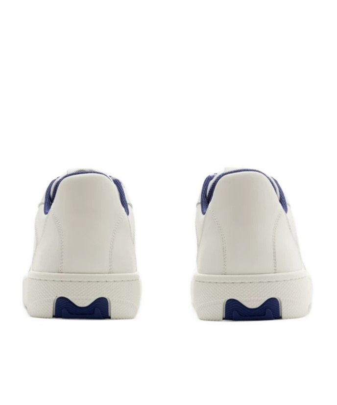 Shop Burberry Box Leather Sneakers In White