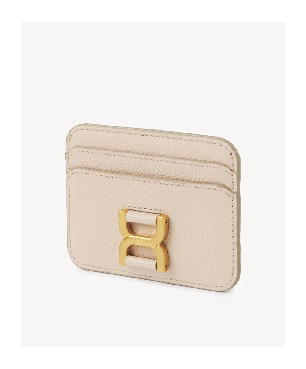 Chloé Porte-cartes Marcie En Cuir Grainé Femme Rose Taille Onesize 100% Cuir De Veau In Nude