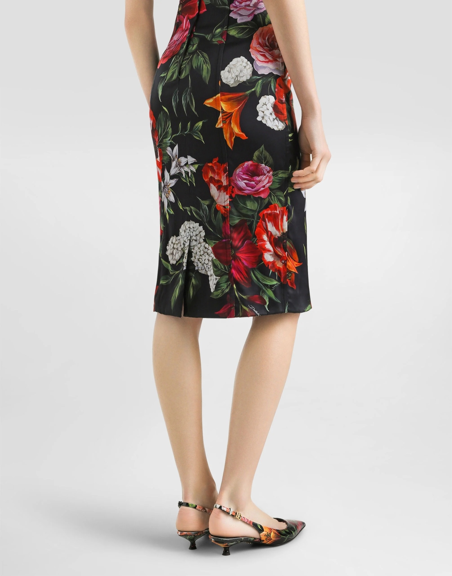 Dolce & Gabbana Anemone Floral Satin Bustier Dress In Red