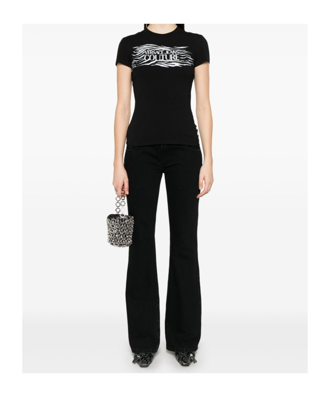 Versace Jeans Crystal Zebra T-shirt In Black