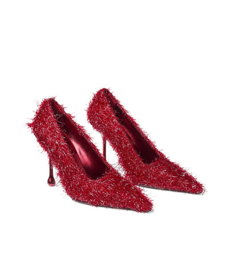 Jimmy Choo Ixia 80 Tinsel Pumps In Red