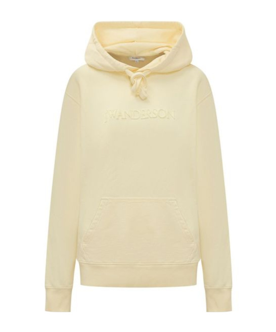 Jw Anderson Logo Lettering Drawstring Hoodie In Yellow