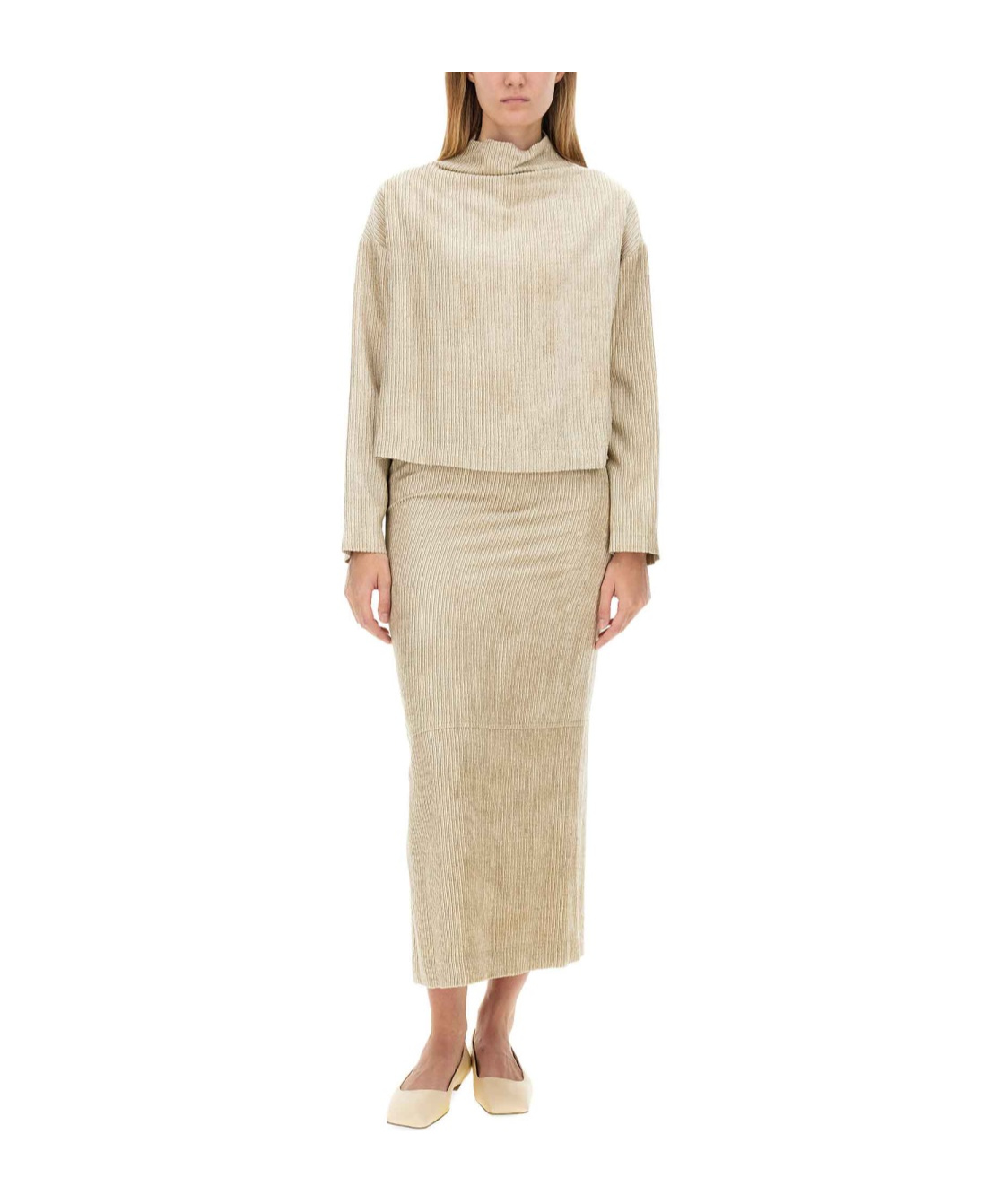Alysi Velvet Skirt In Beige
