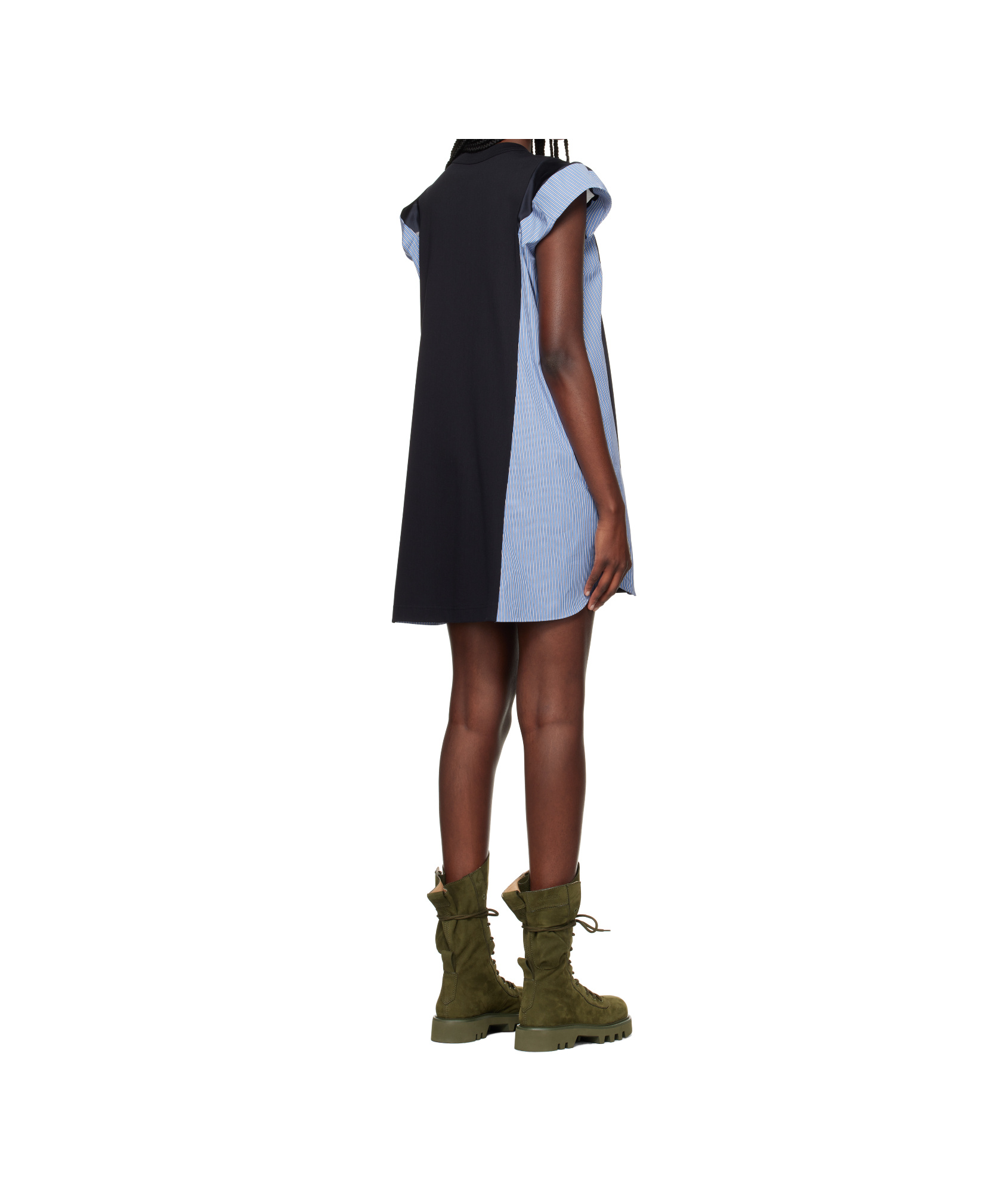 Shop Sacai Round Neck Dress In Black