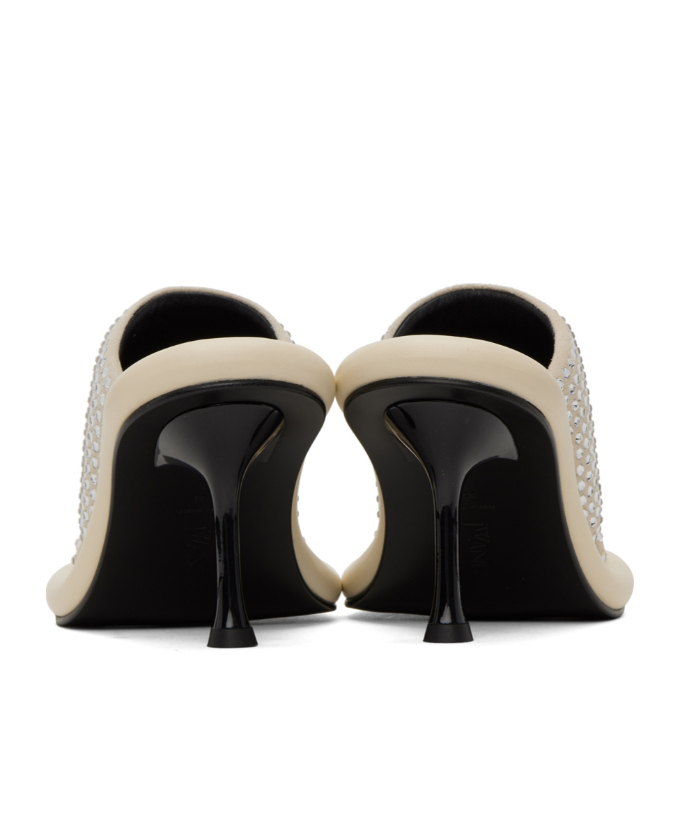 Jw Anderson Bumper-tube Crystal-embellished 90mm Mules In Nude