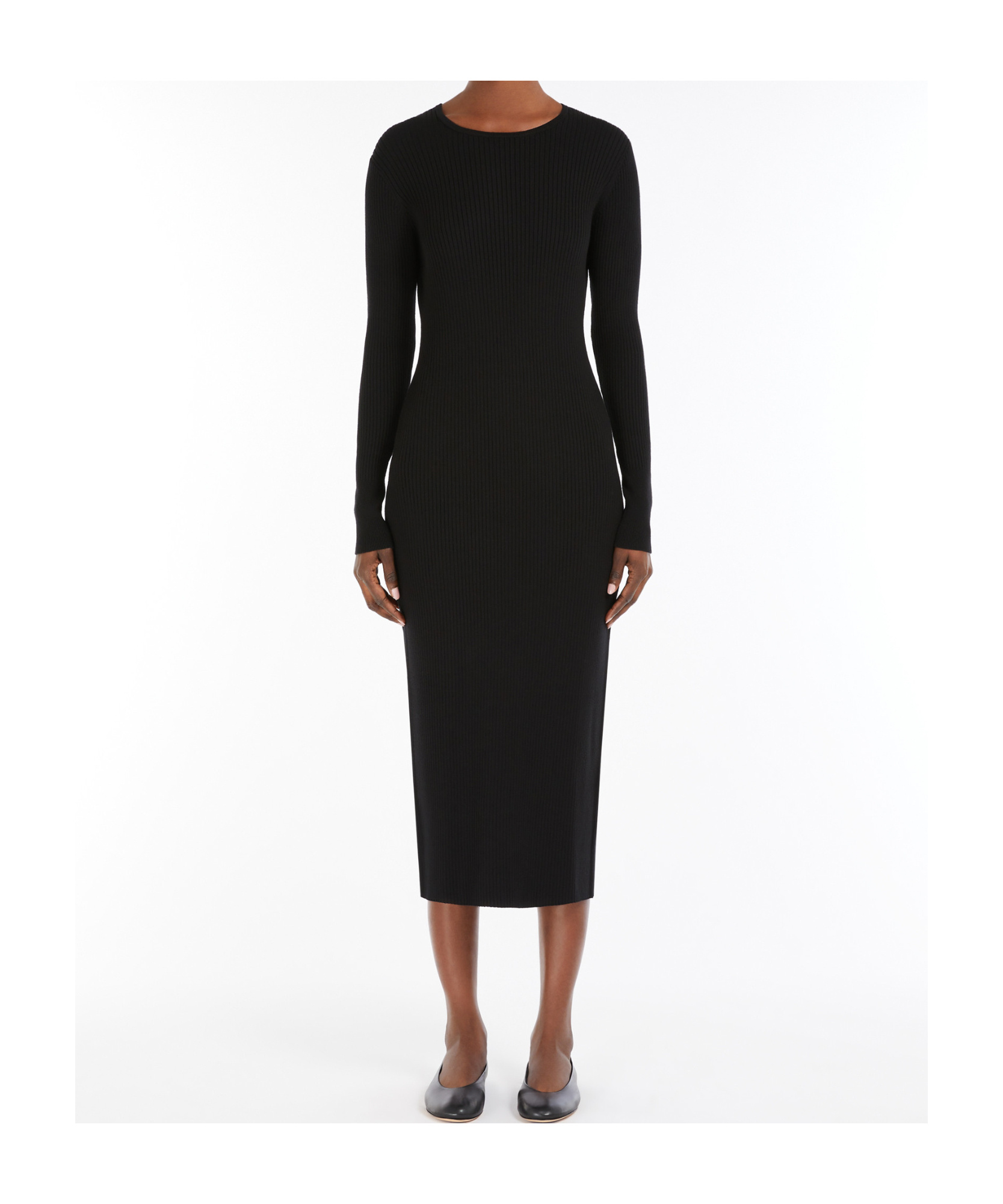 Weekend Max Mara Long-sleeved Knitted Dress In Black