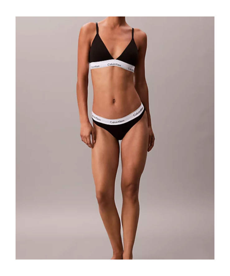 Calvin Klein Lightly Lined Triangle Bralette - Icon Cotton Modal In Black