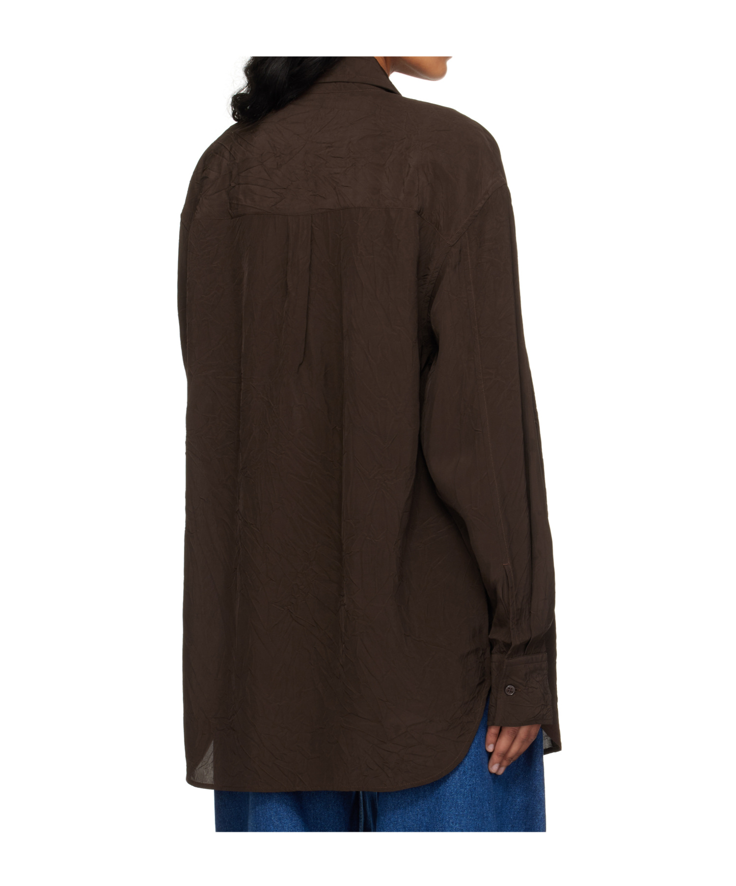 Studio Nicholson Textured Button-down Shirt In Brown