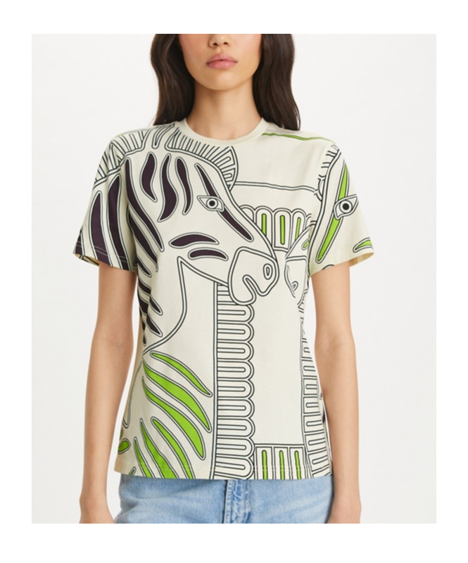 Tory Burch Printed Cotton T-shirt In White
