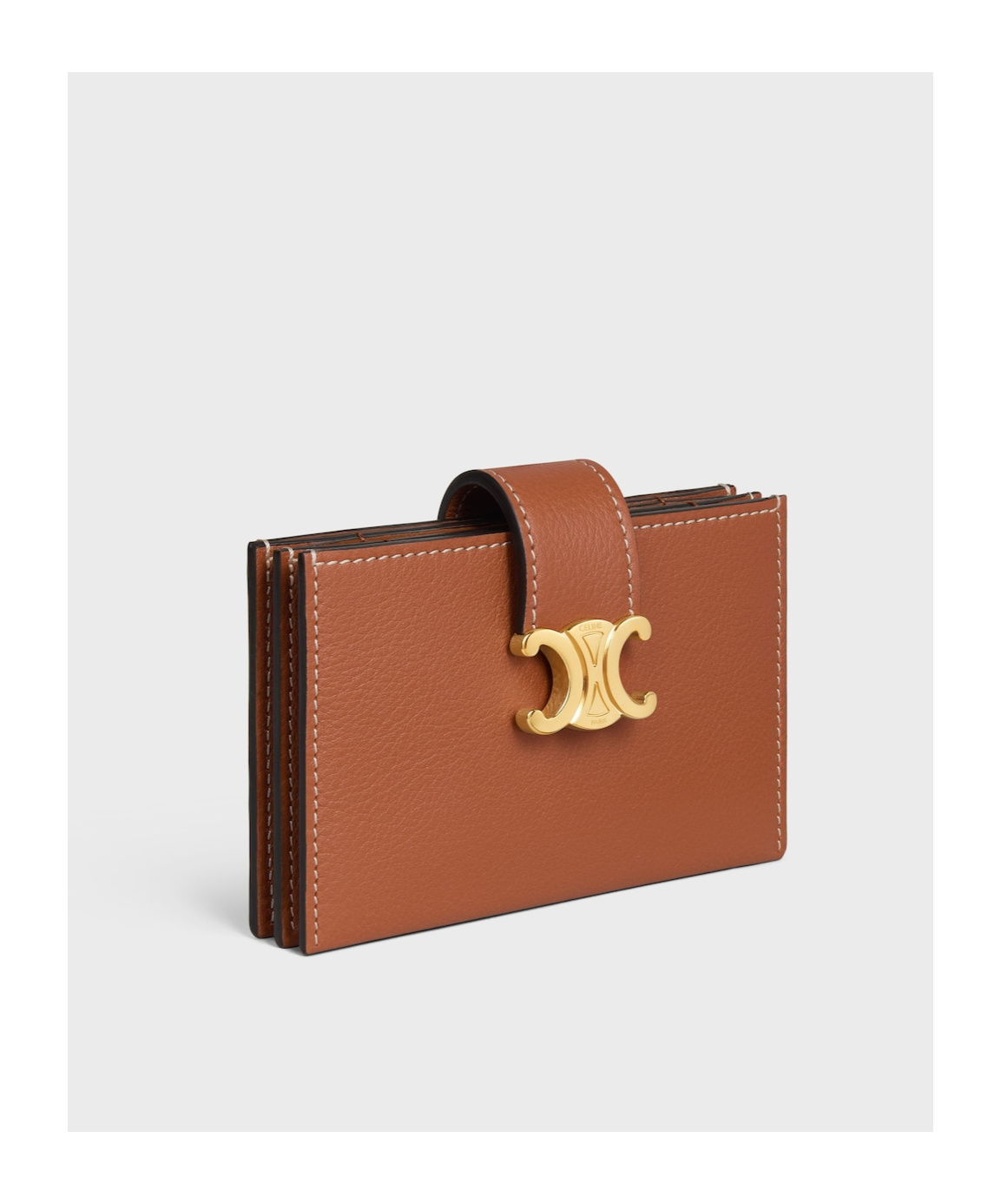 Celine Accordeon Card Bag In Brown