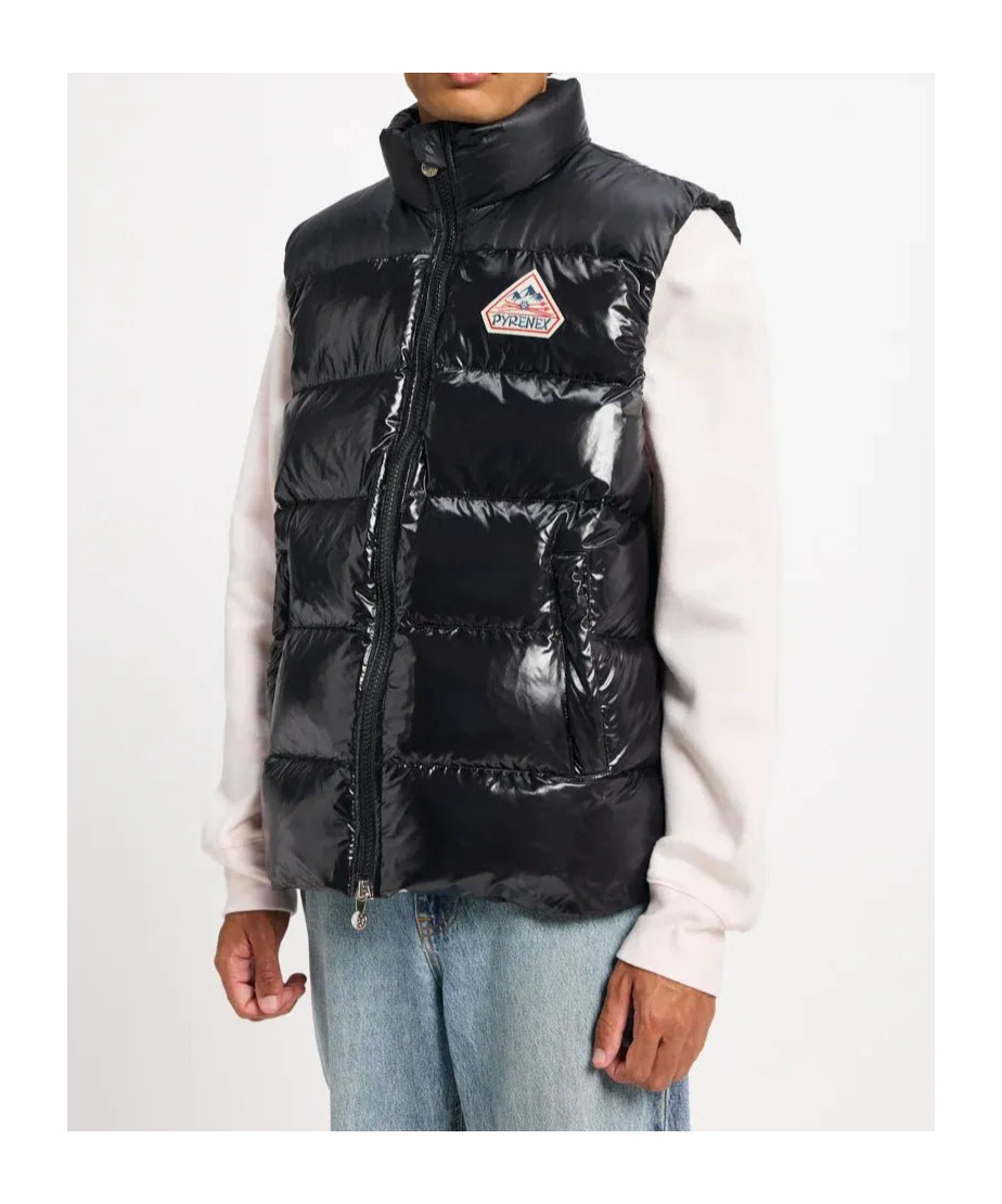 Pyrenex High Collar Sleeveless Cotton Coat In Black