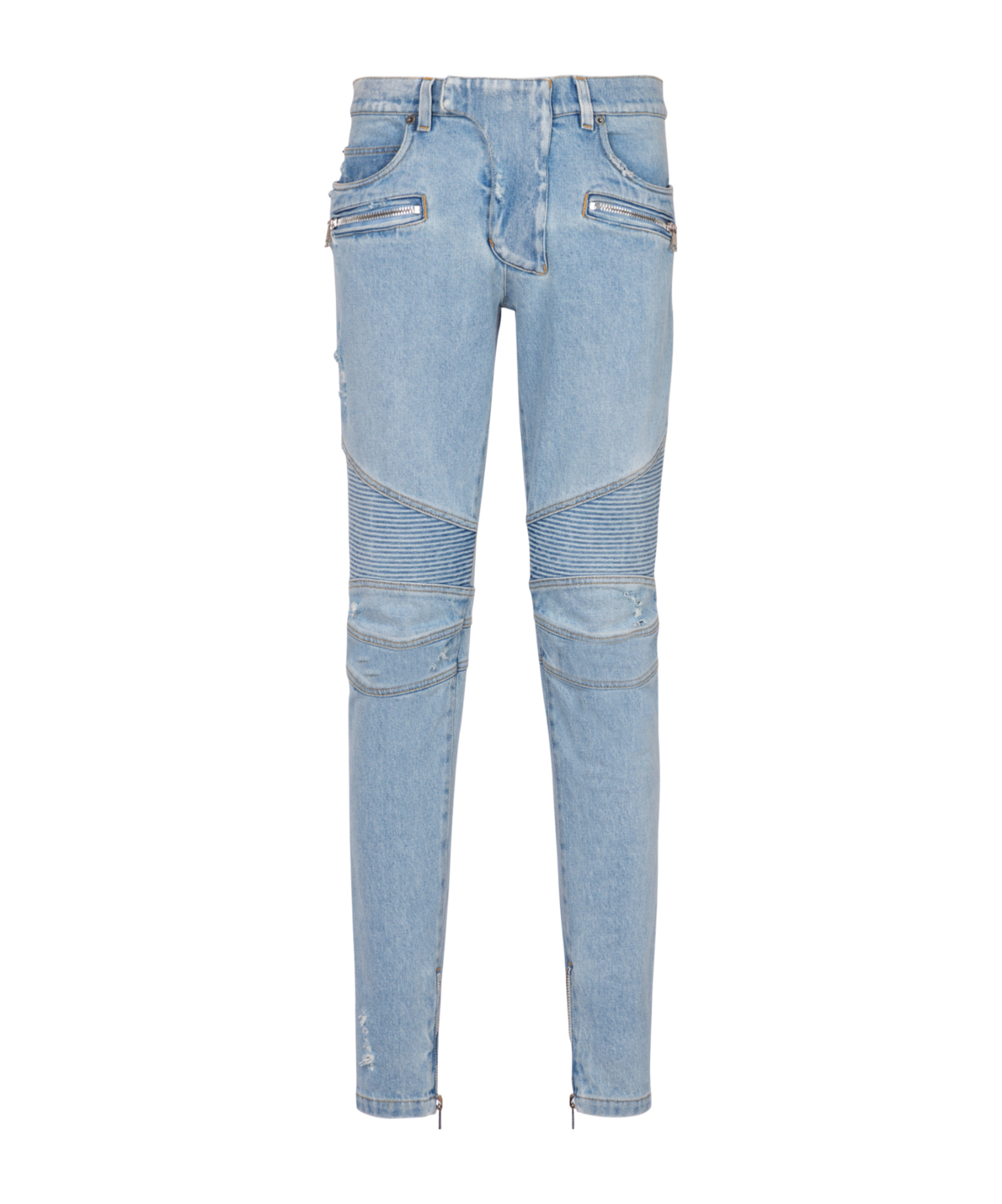 Balmain Slim-fit Biker Ribbed Jeans In Blue