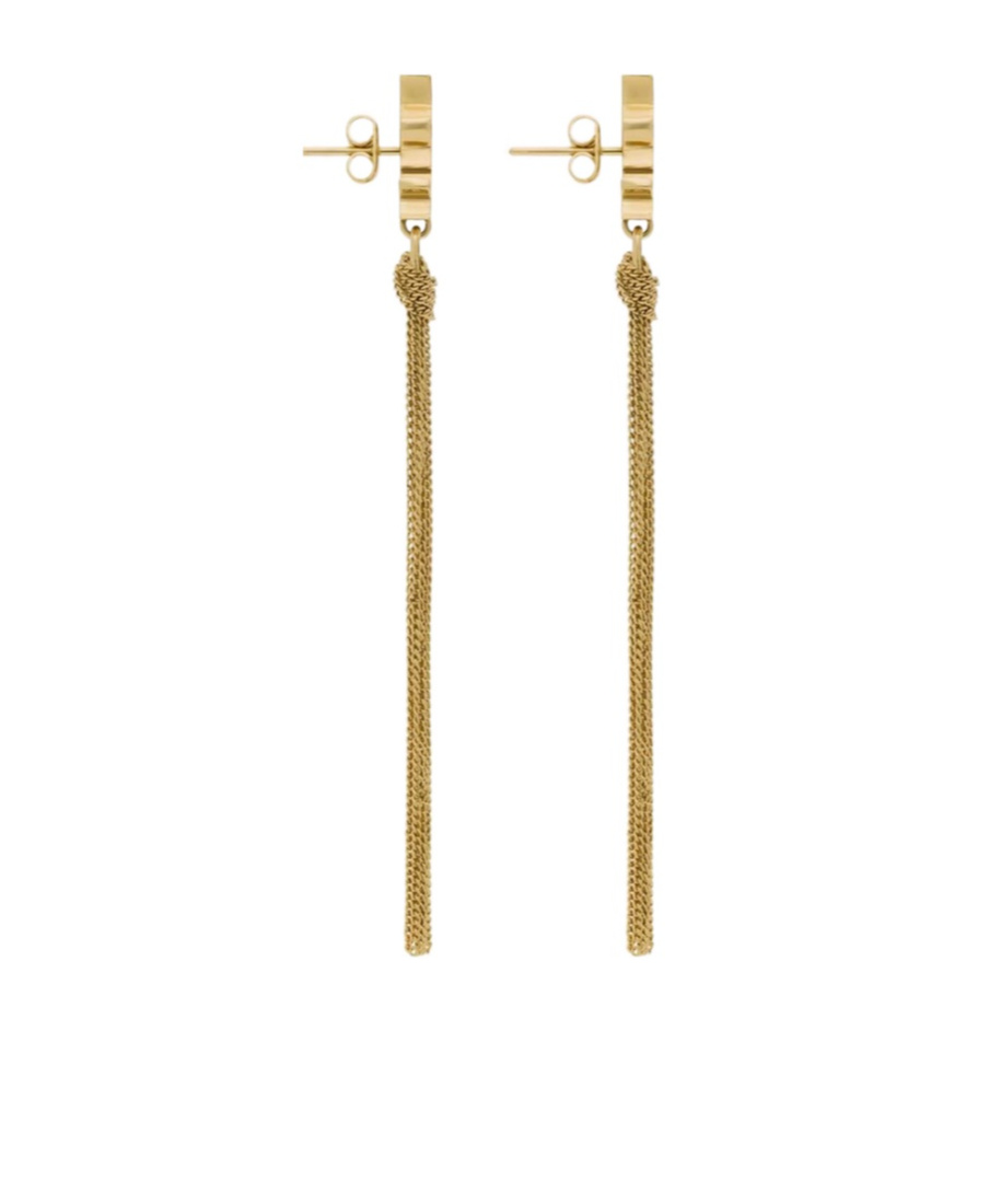 Saint Laurent Cassandre Tassel Pendant Earrings In Green