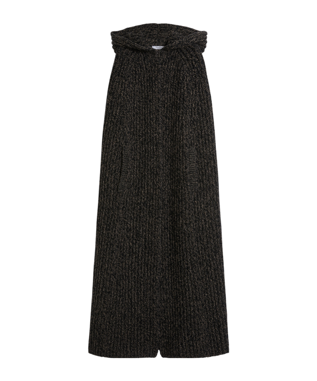 Max Mara Long Wool And Cashmere Ribbed Cape In Brown