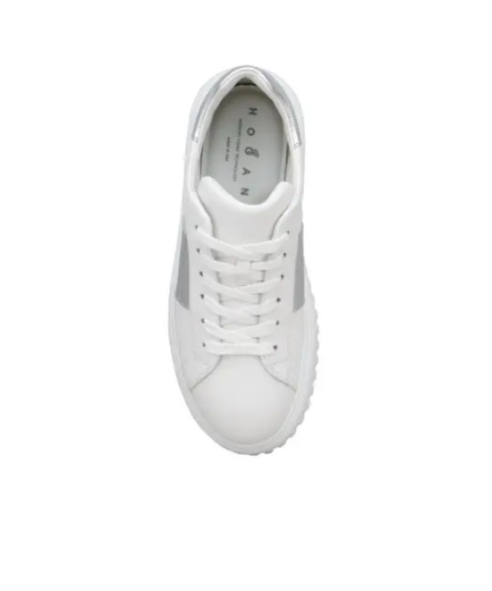 Hogan H-stripes Leather Platform Sneakers In White