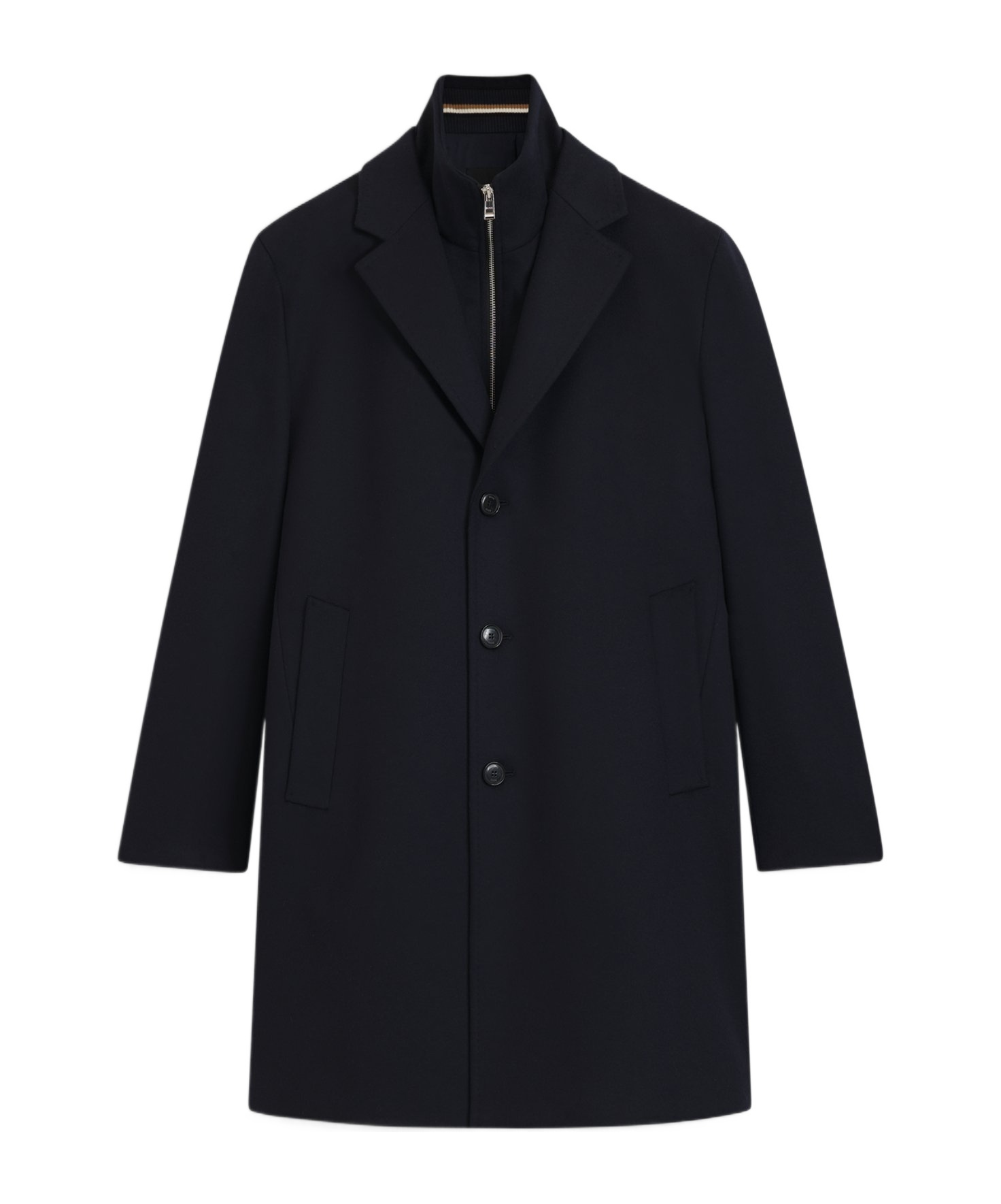 Hugo Boss Formal Coat In A Wool Blend In Blue