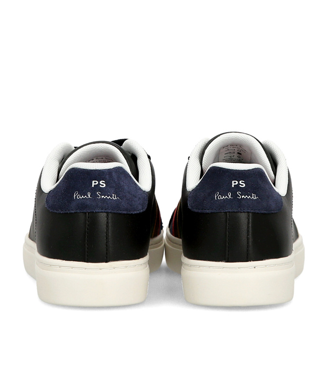Ps By Paul Smith Black Leather 'rex' 'sports Stripe' Trainers In Black