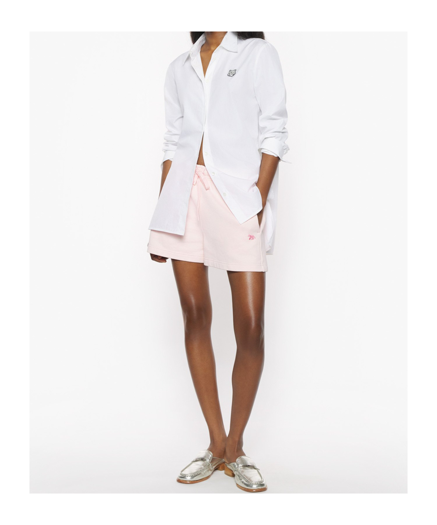 Shop Maison Kitsuné Baby Fox-patch Sweatshorts In Rosewater